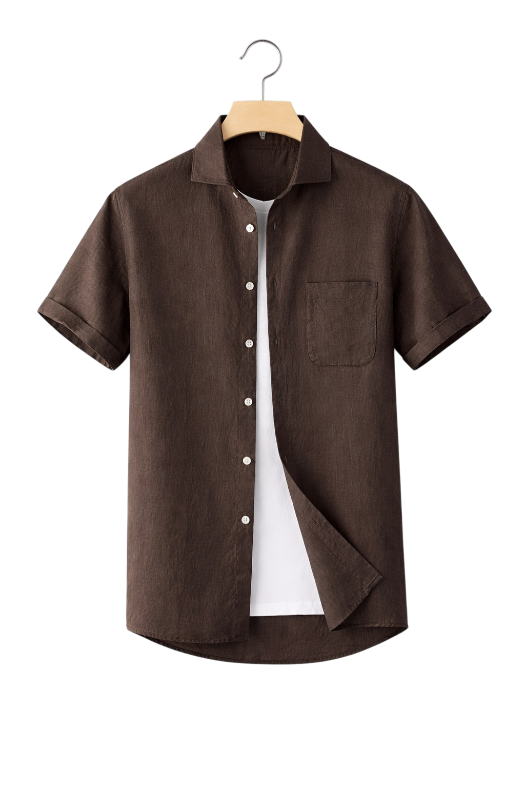 Linen-Look Button-Front Shirt