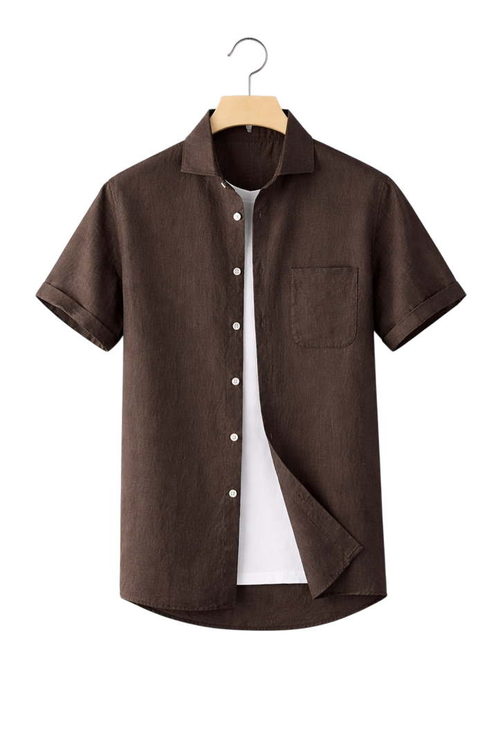 Linen-Look Button-Front Shirt