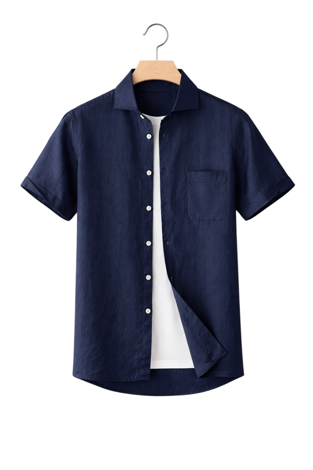 Linen-Look Button-Front Shirt