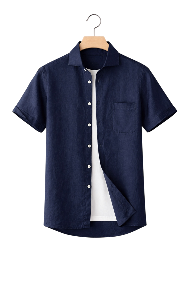 Linen-Look Button-Front Shirt