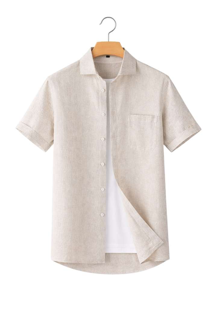 Linen-Look Button-Front Shirt