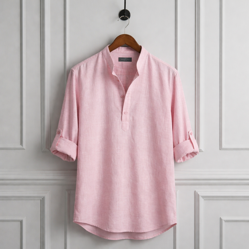 Casual Linen-Look Long Sleeve Shirt