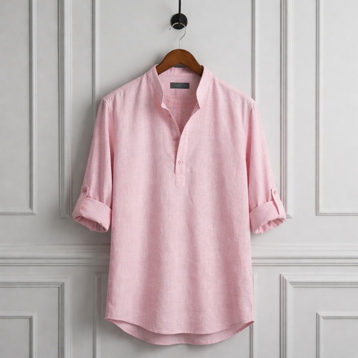Casual Linen-Look Long Sleeve Shirt