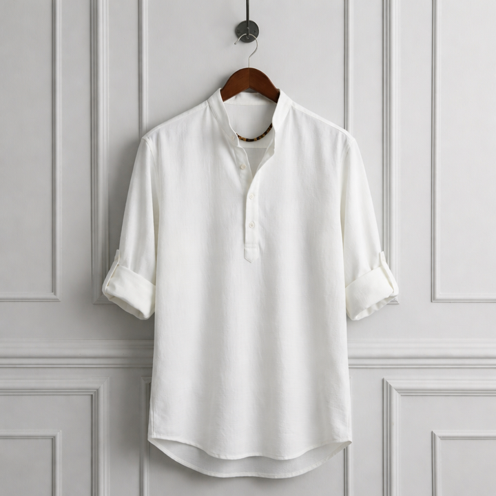 Casual Linen-Look Long Sleeve Shirt