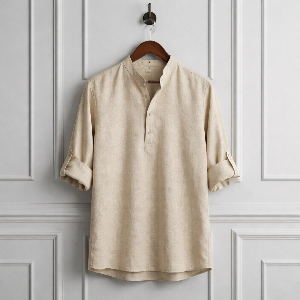Casual Linen-Look Long Sleeve Shirt