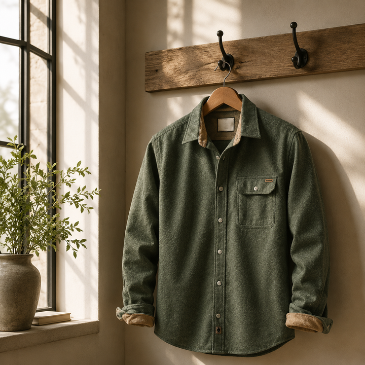 Brushed Corduroy-Trim Overshirt