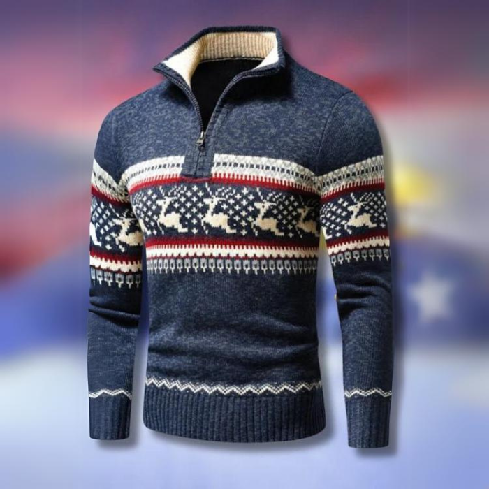Men’s Festive Half-Zip Winter Sweater