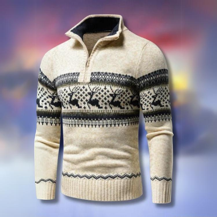 Men’s Festive Half-Zip Winter Sweater