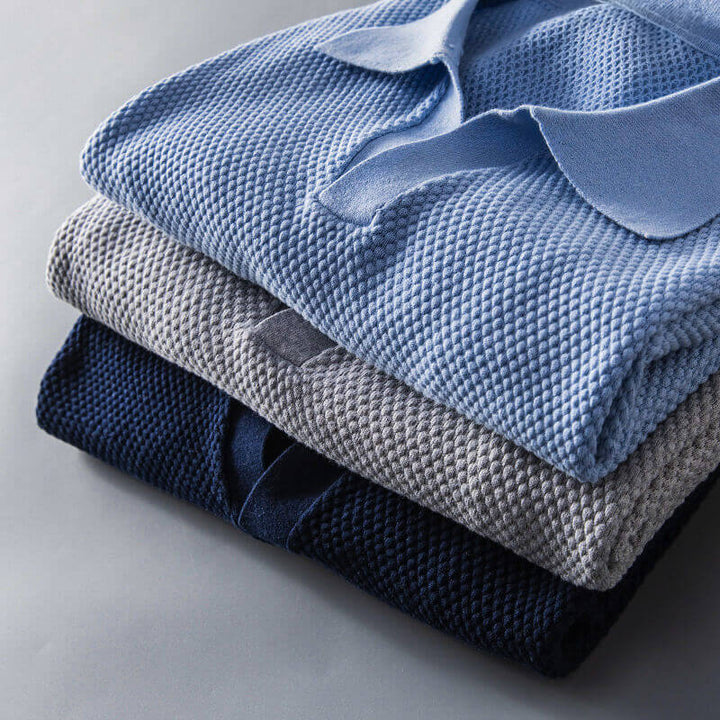 Textured Johnny Collar Polo