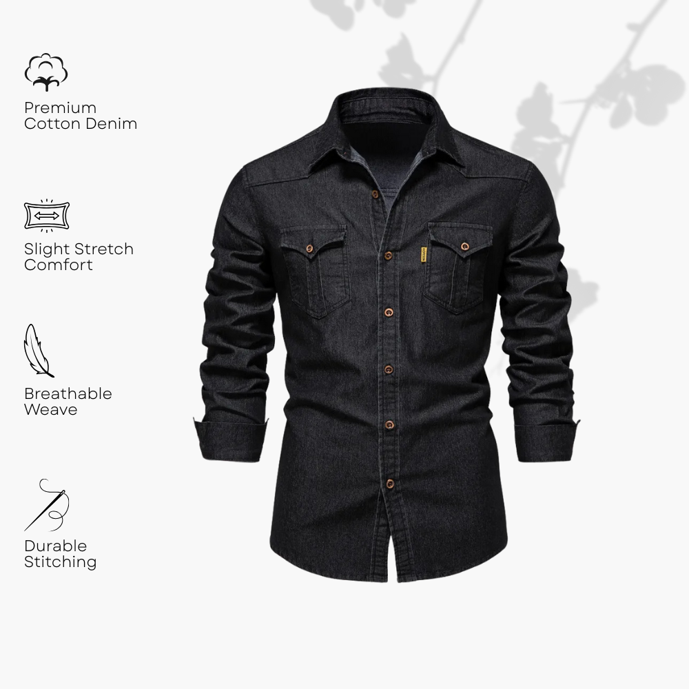 Denim-Look Button-Down Shirt