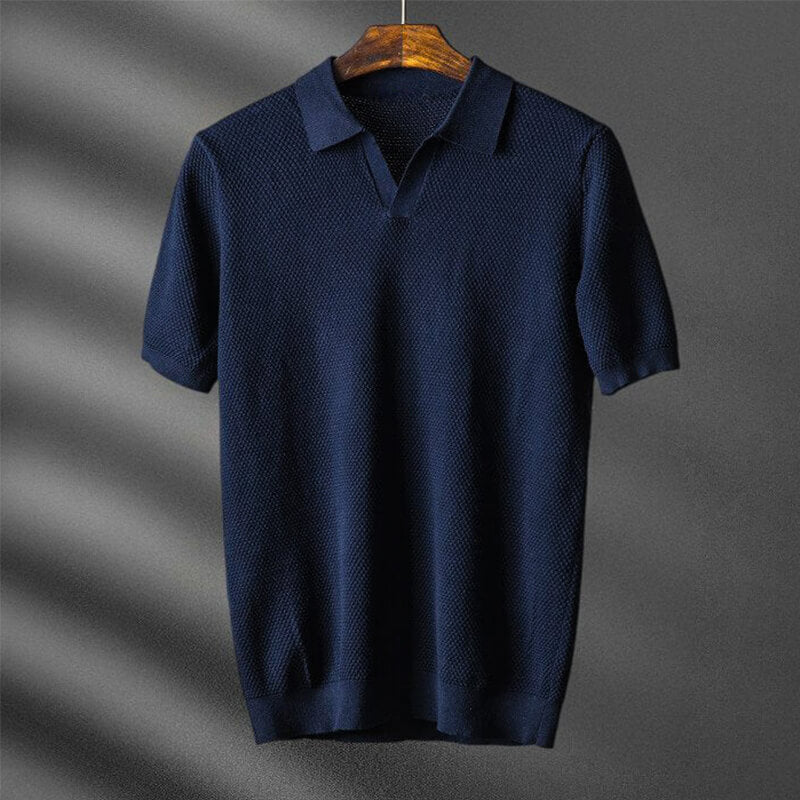 Textured Johnny Collar Polo