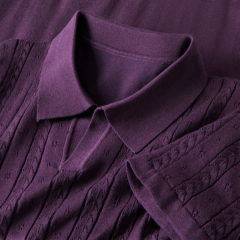 Textured Knit Viscose Polo