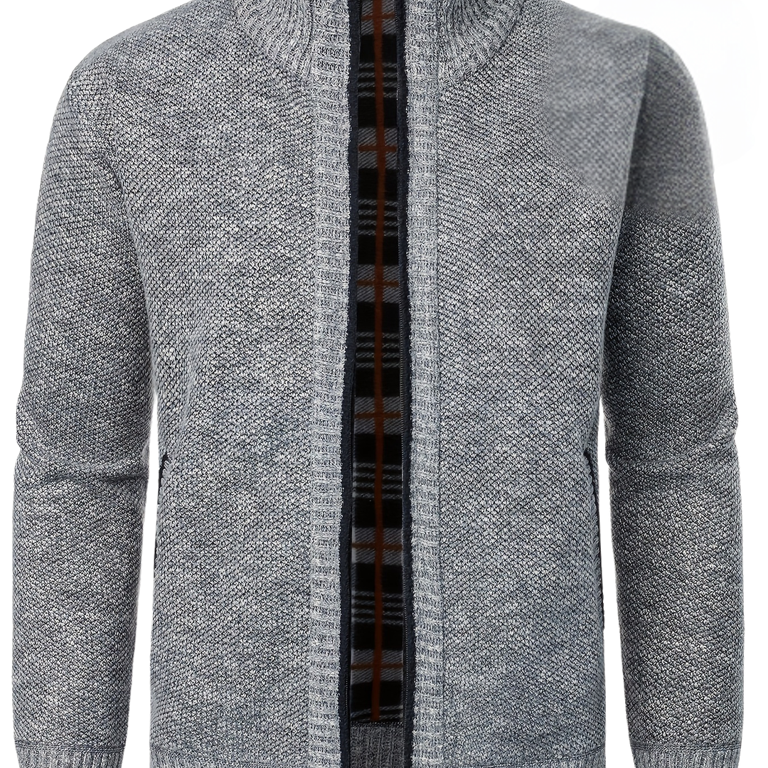 Fleece-Lined Zip-Up Cardigan