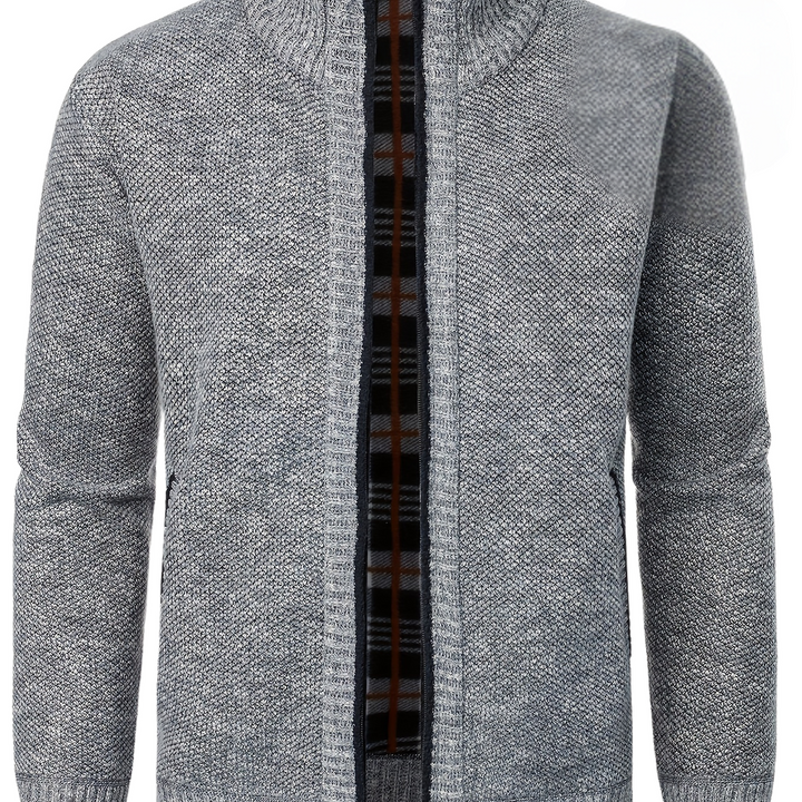 Fleece-Lined Zip-Up Cardigan