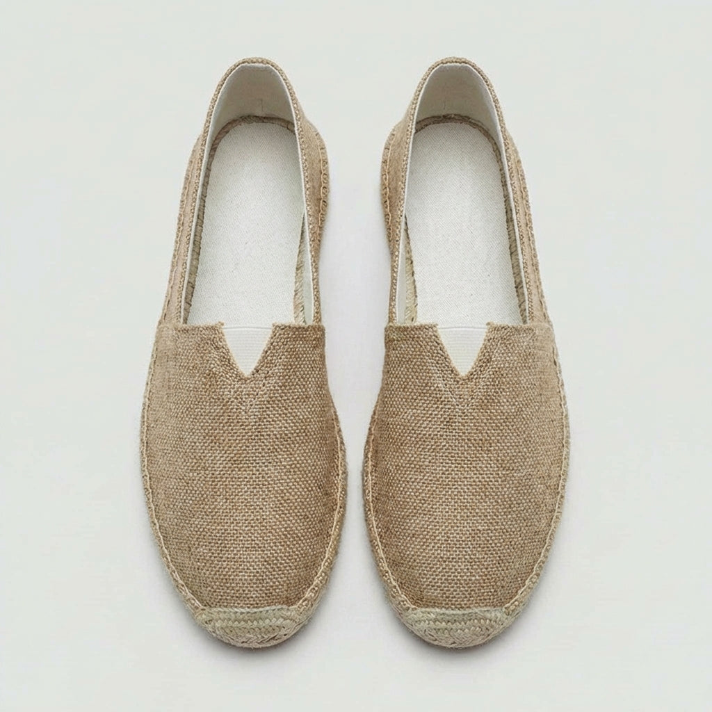 Linen-Texture Espadrille Loafers