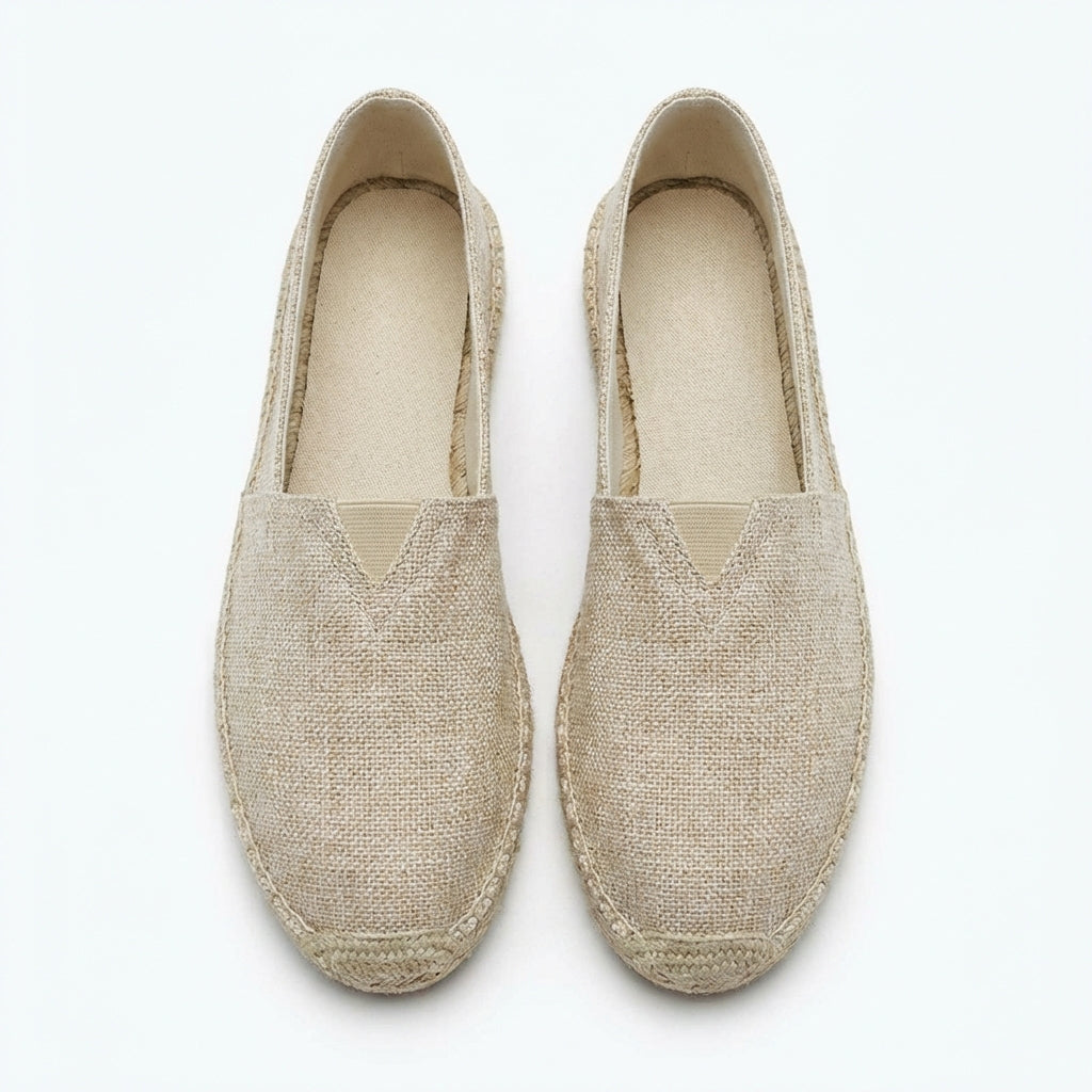 Linen-Texture Espadrille Loafers