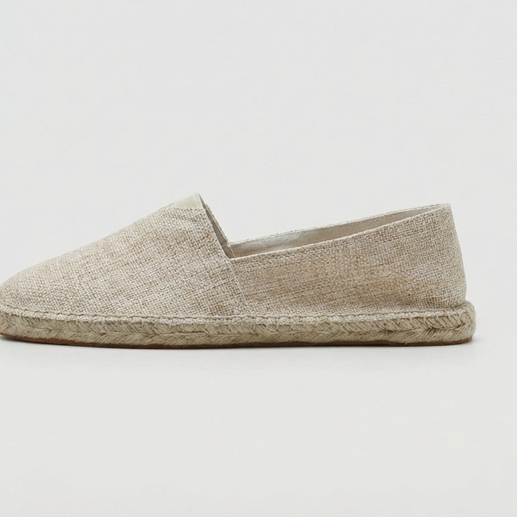 Linen-Texture Espadrille Loafers
