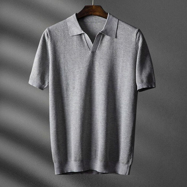 Textured Johnny Collar Polo