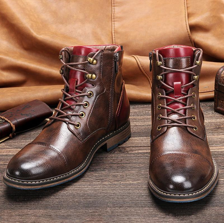 Strap Detail Lace-Up Boots