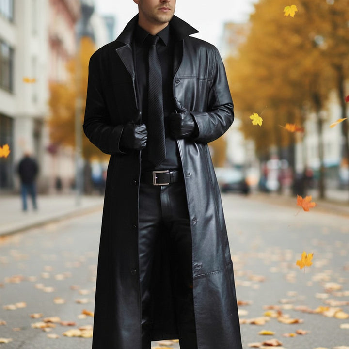 Long Leather-Look Jacket