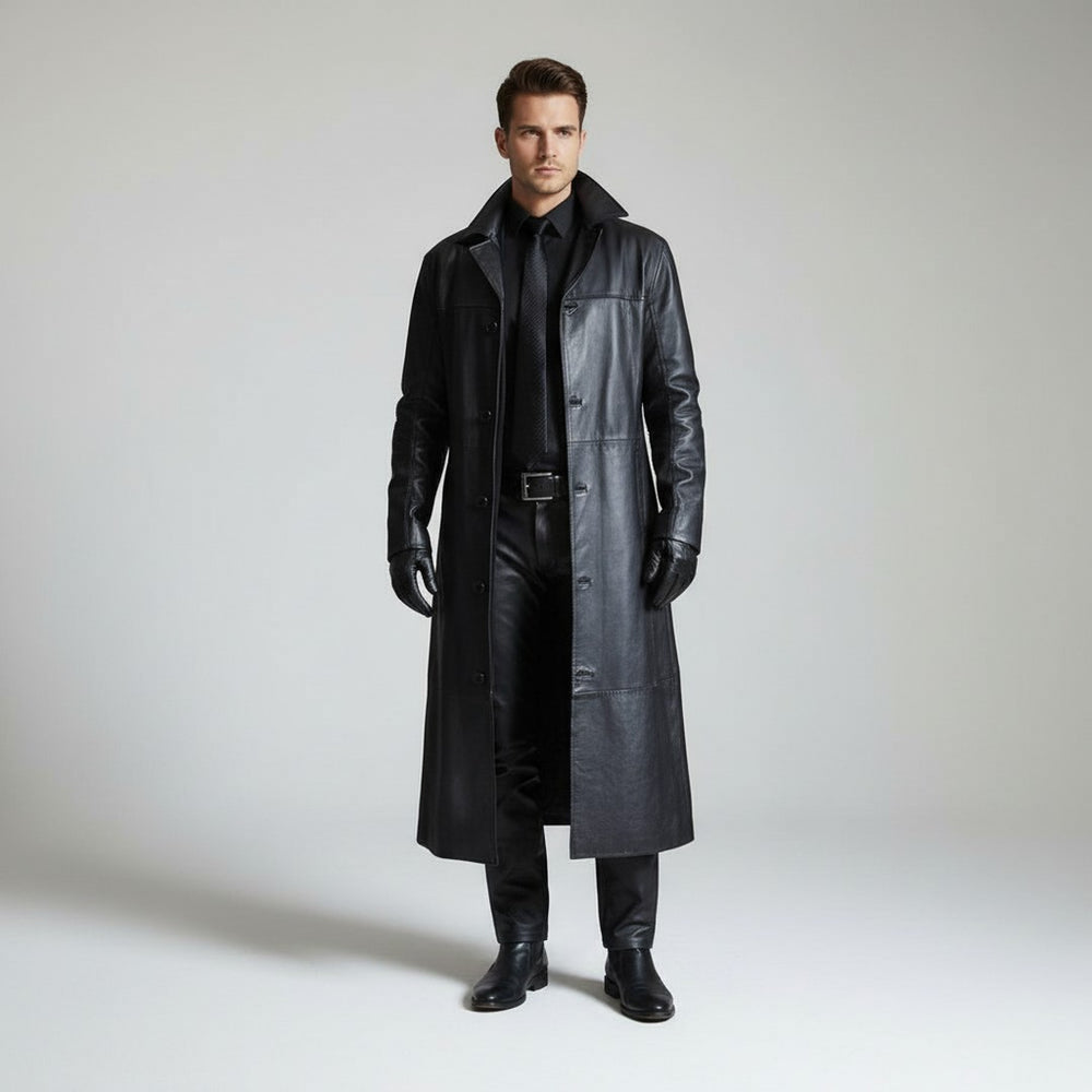 Long Leather-Look Jacket