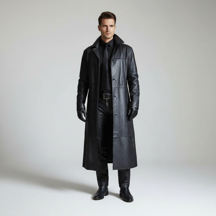 Long Leather-Look Jacket