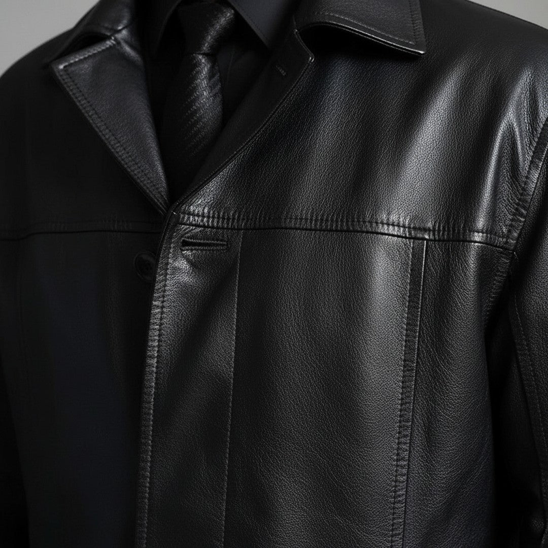 Long Leather-Look Jacket