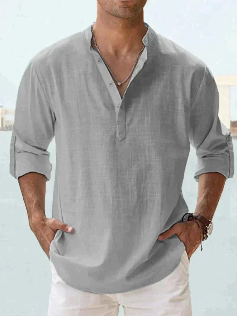 Folded Sleeve Button-Down Shirt