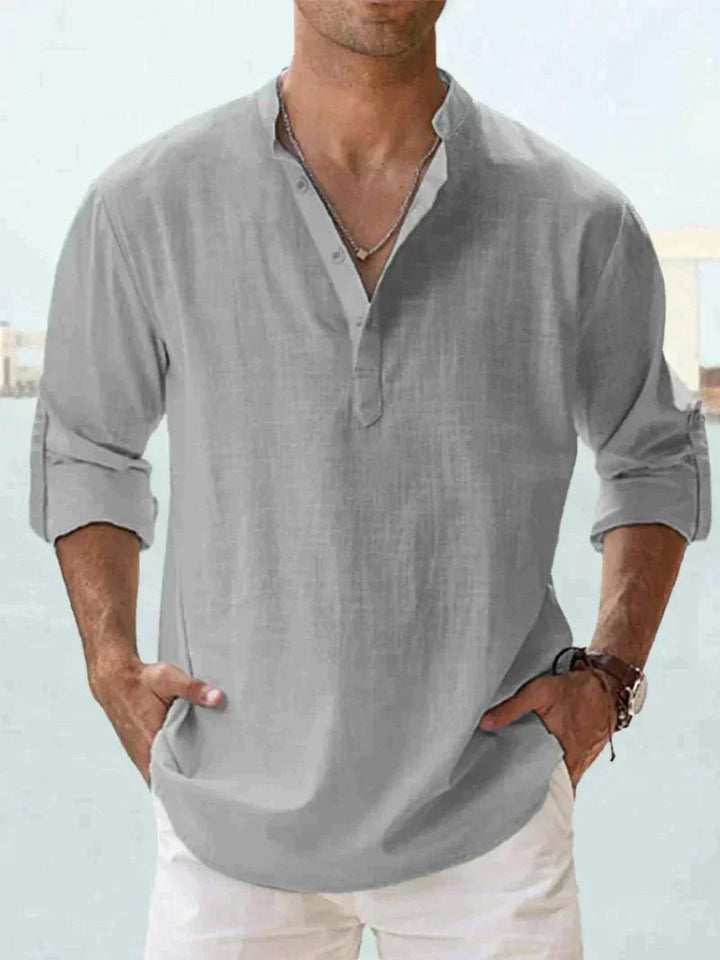 Folded Sleeve Button-Down Shirt