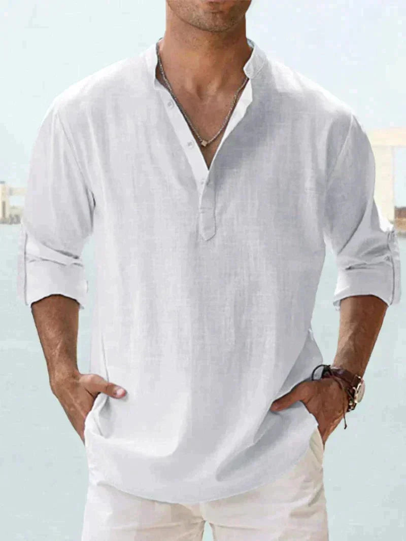 Folded Sleeve Button-Down Shirt