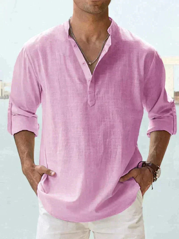 Folded Sleeve Button-Down Shirt