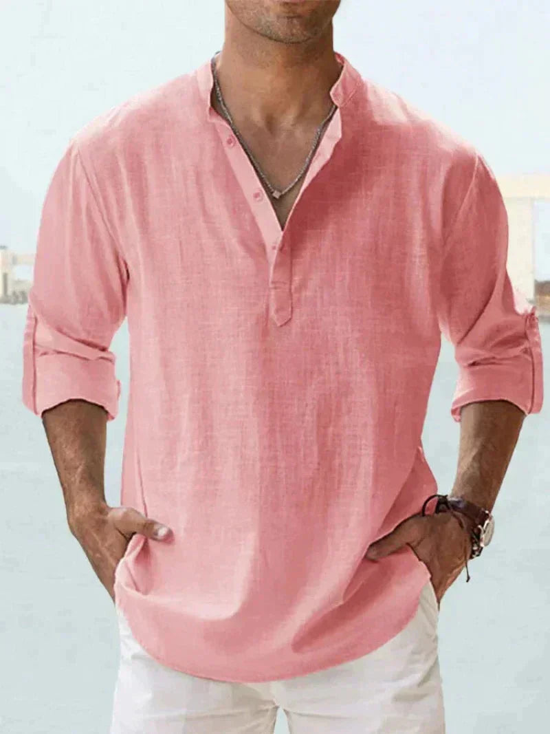 Folded Sleeve Button-Down Shirt
