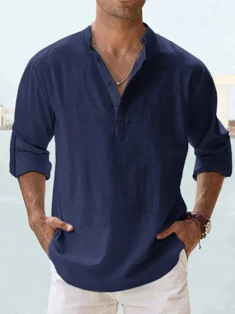 Folded Sleeve Button-Down Shirt