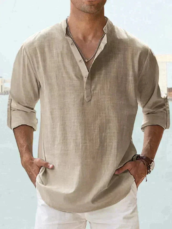 Folded Sleeve Button-Down Shirt