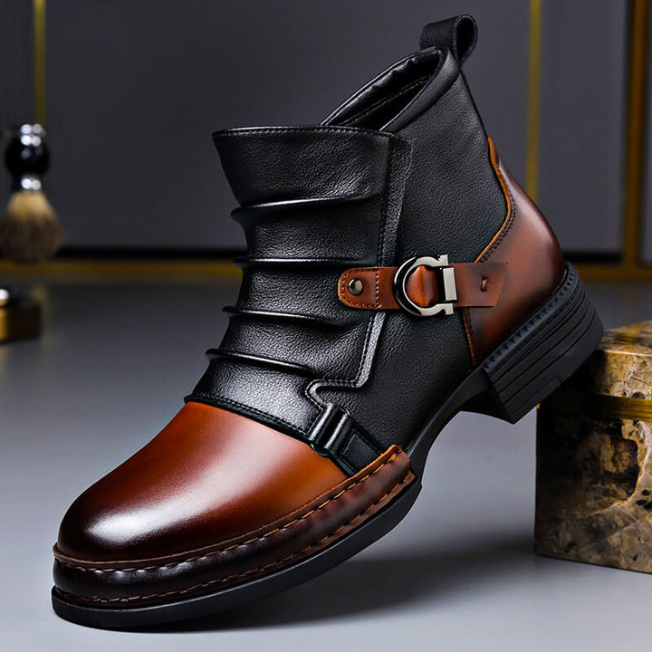 Vintage Leather-Look Ankle Boots