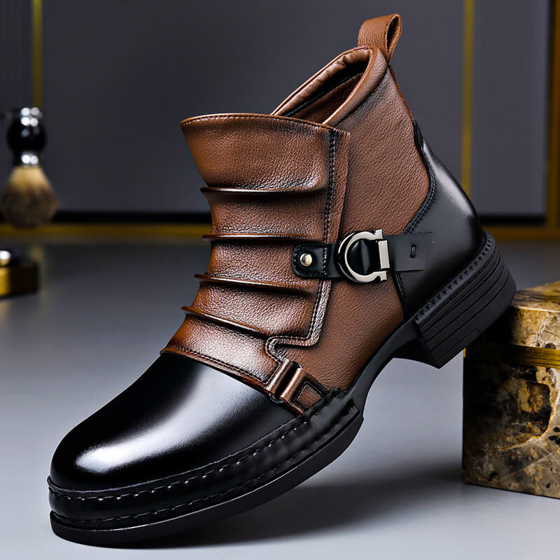 Vintage Leather-Look Ankle Boots
