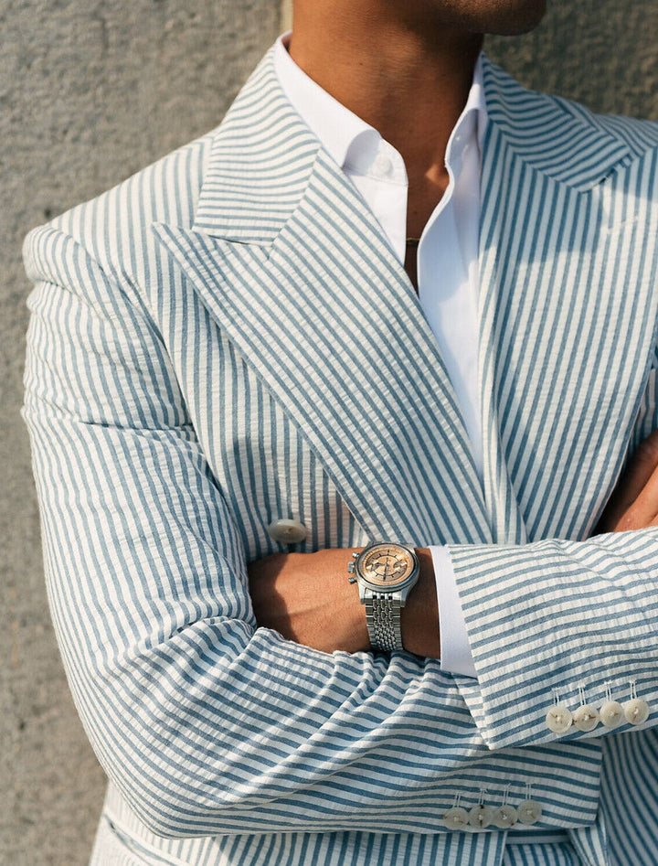 Striped Blazer and High-Waist Trouser Set