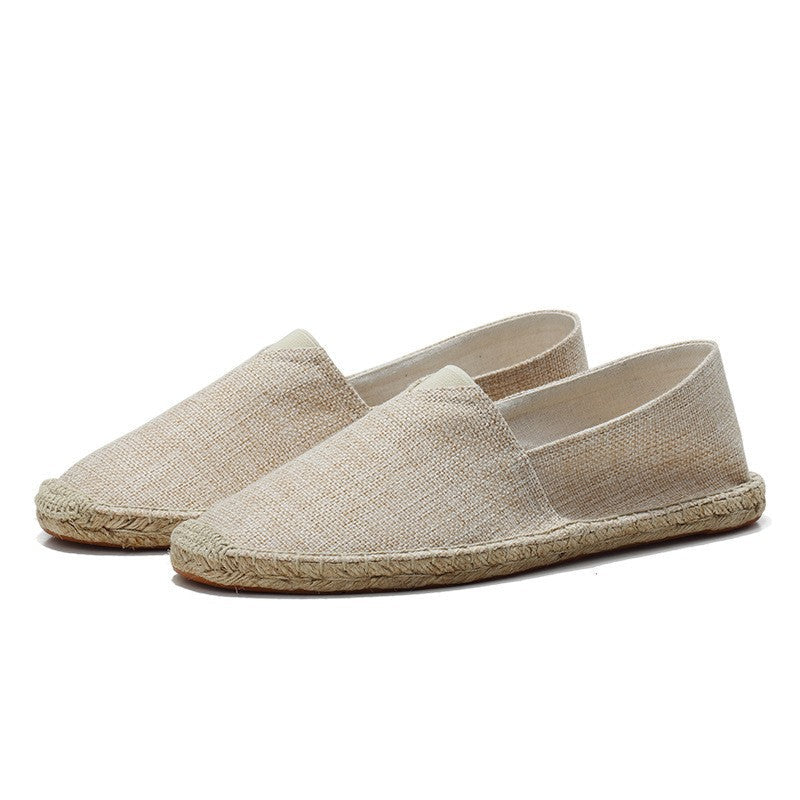 Linen-Texture Espadrille Loafers