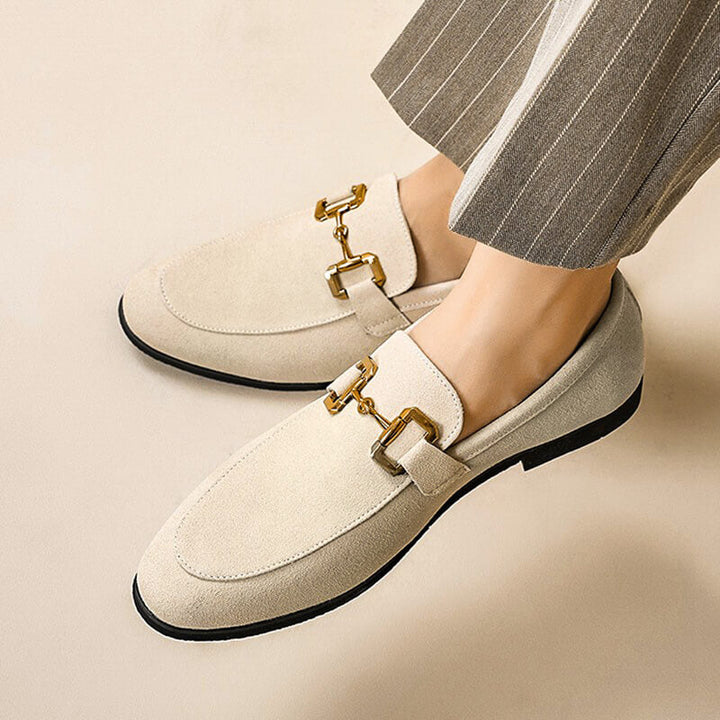 Suede-Look Loafers with Metal Detail