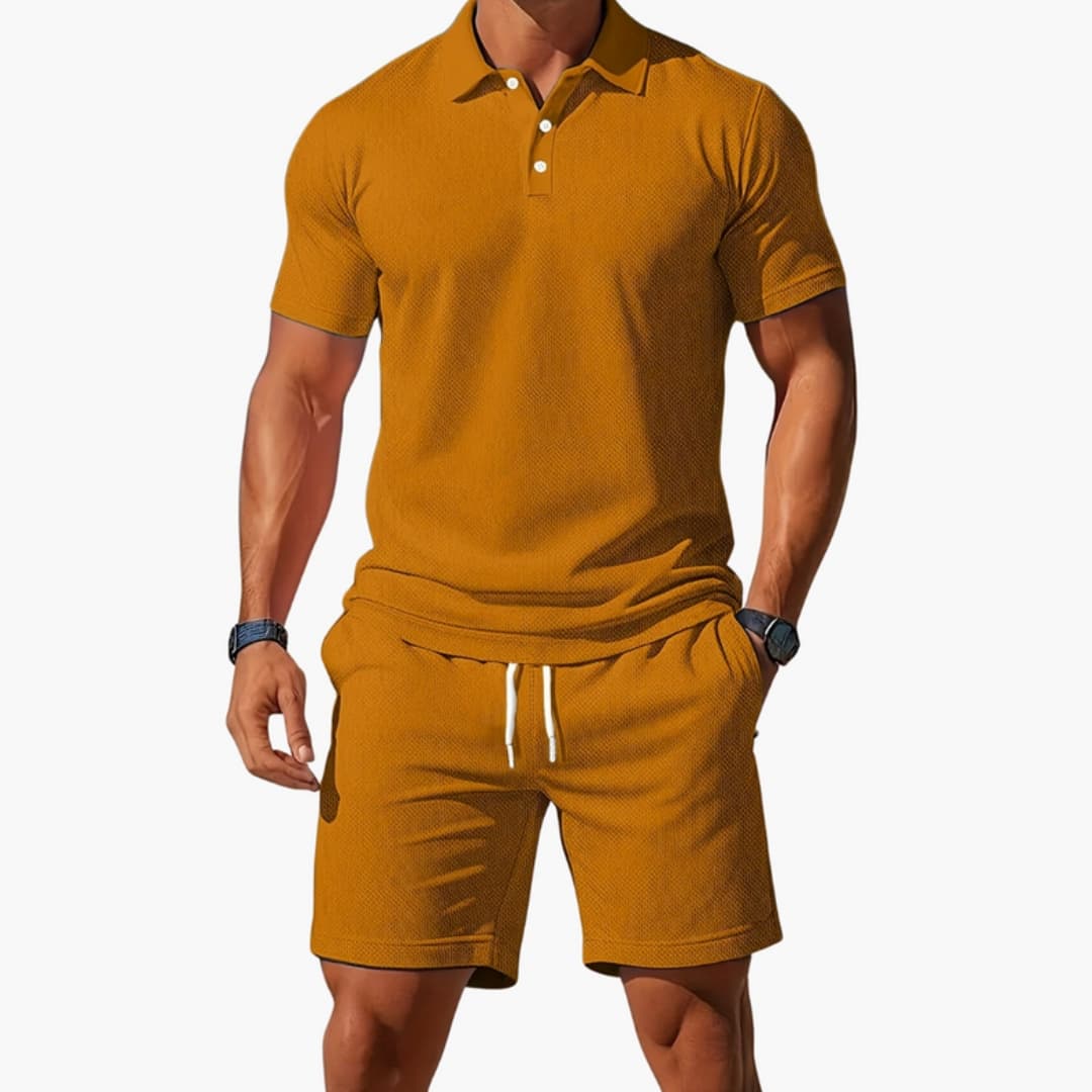 Polo Shirt and Drawstring Shorts Set