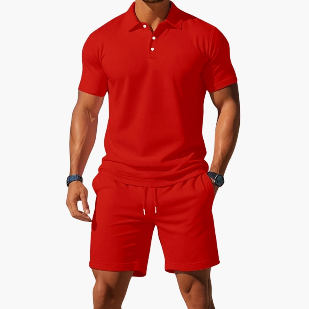 Polo Shirt and Drawstring Shorts Set