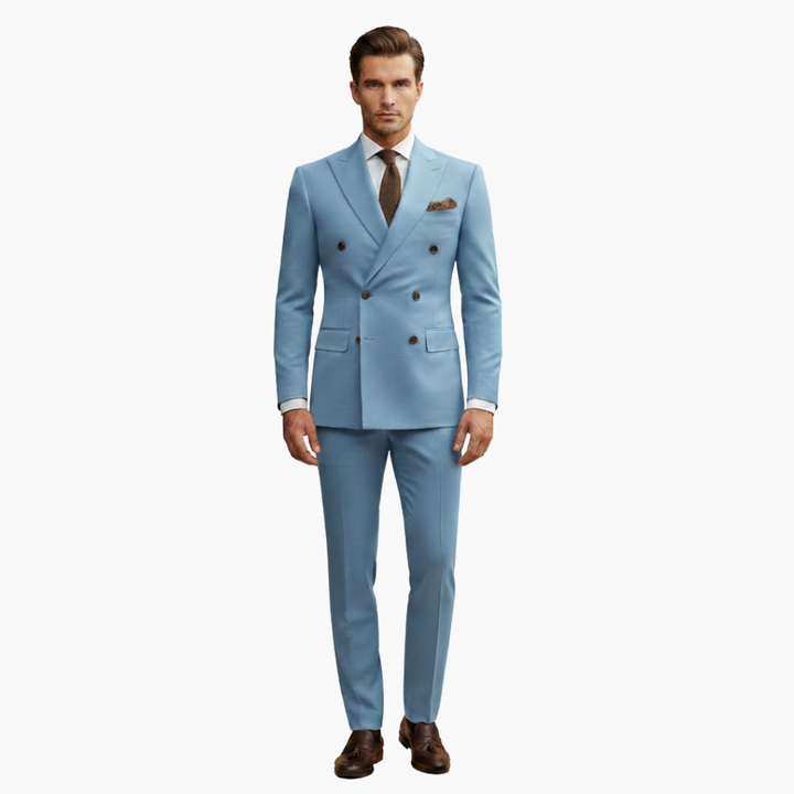 Double-Breasted Suit and Slim Trouser Set