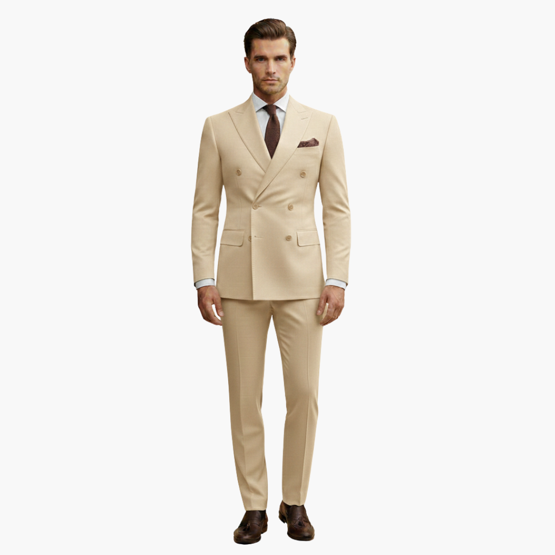 Double-Breasted Suit and Slim Trouser Set