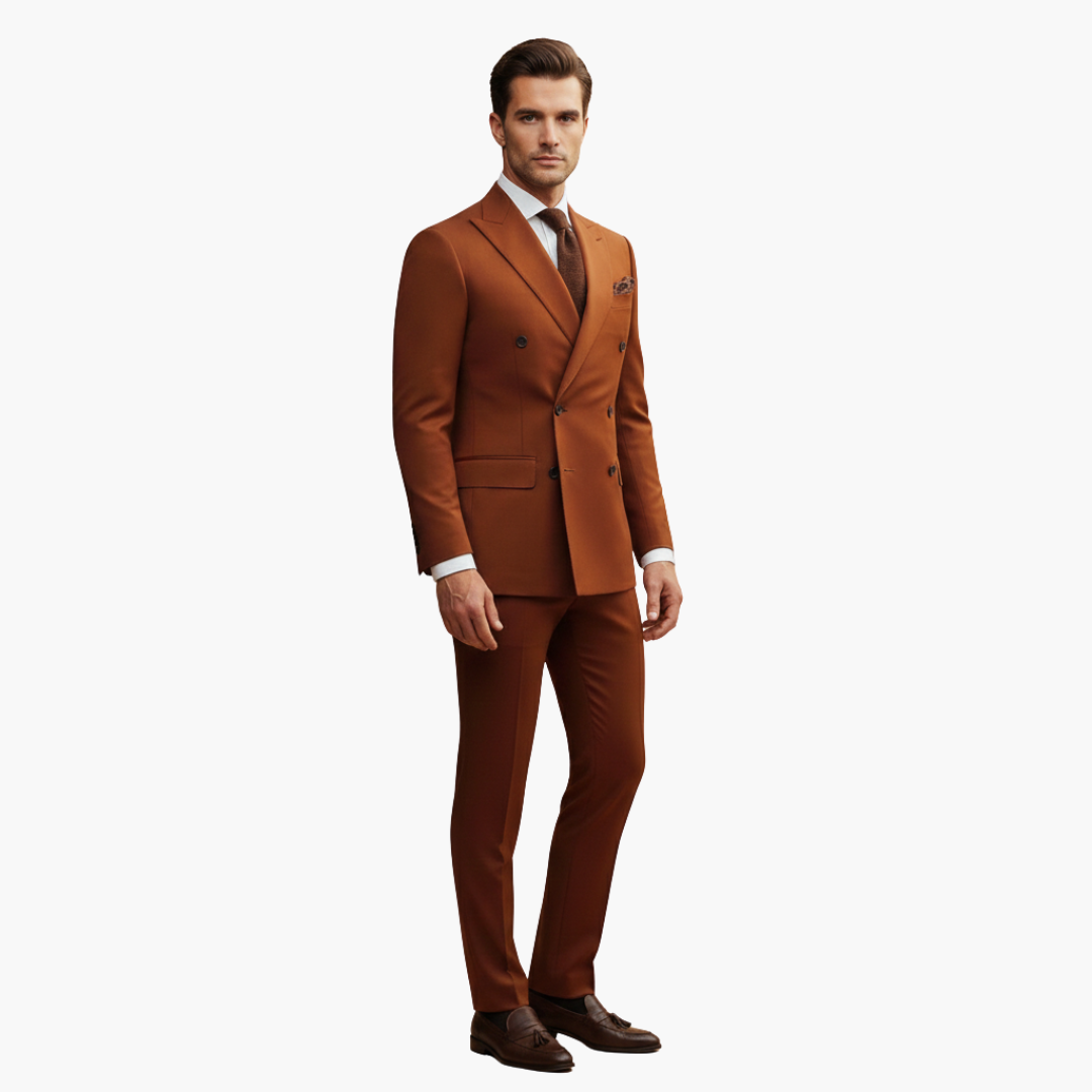 Double-Breasted Suit and Slim Trouser Set