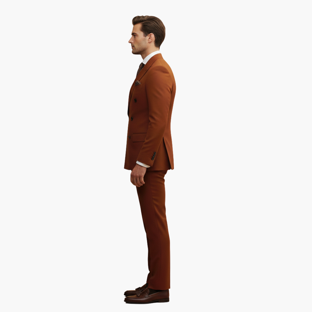 Double-Breasted Suit and Slim Trouser Set