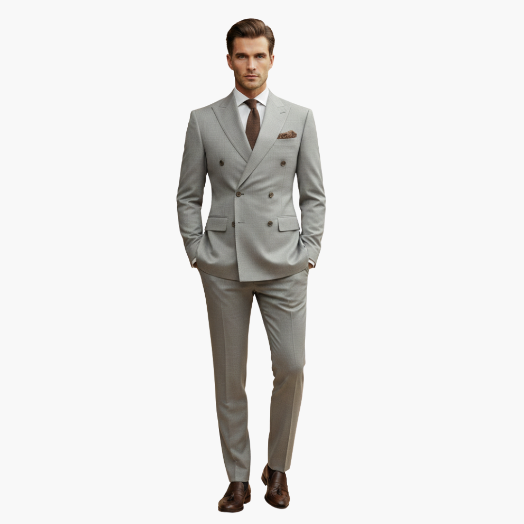 Double-Breasted Suit and Slim Trouser Set