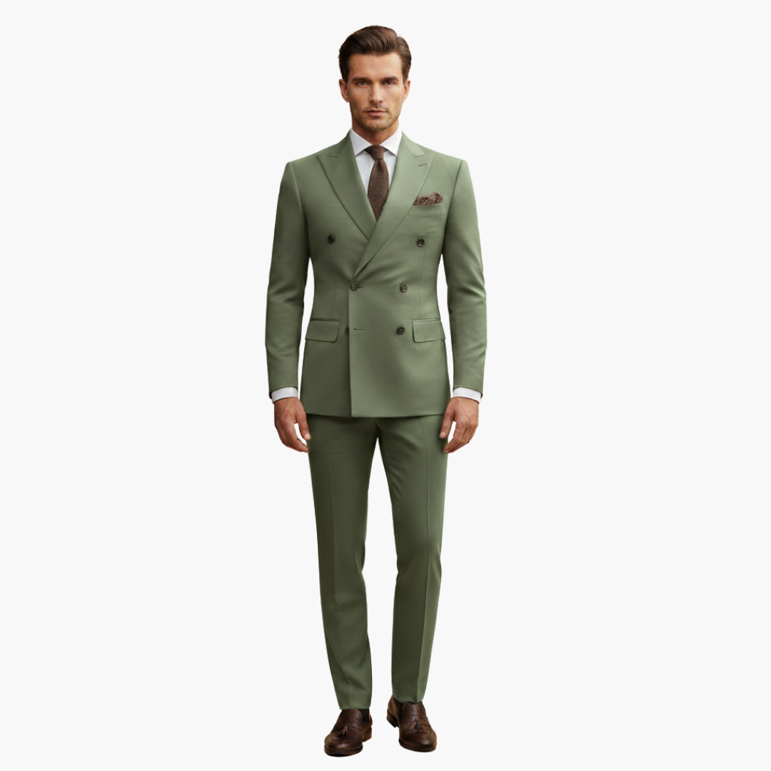 Double-Breasted Suit and Slim Trouser Set