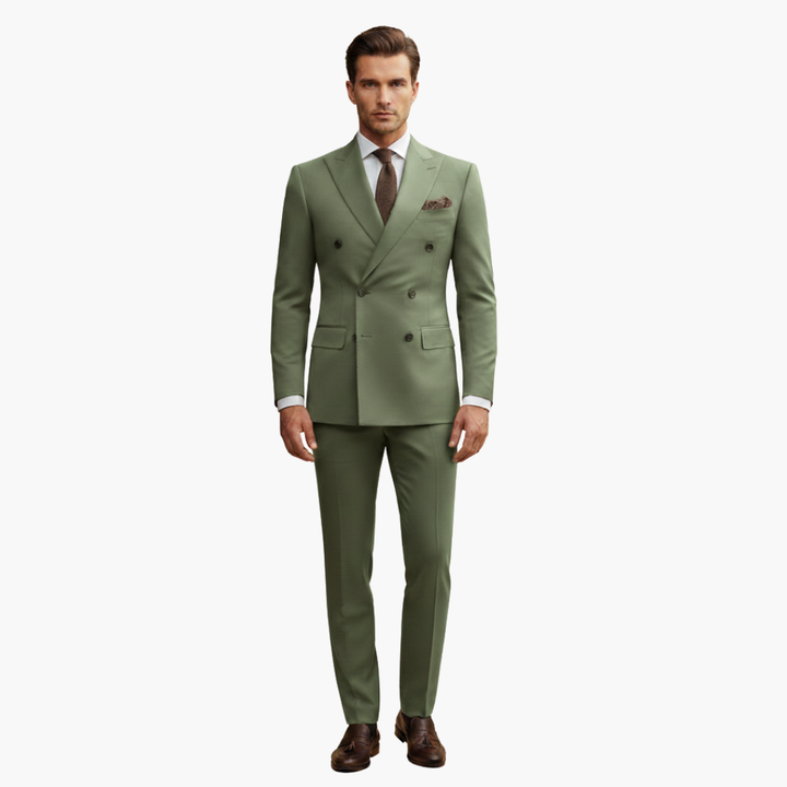 Double-Breasted Suit and Slim Trouser Set