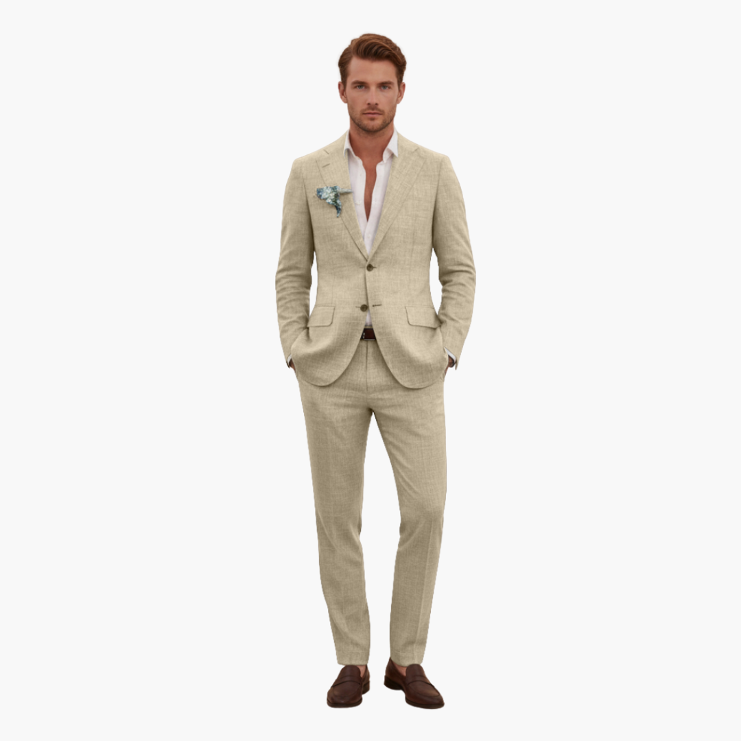 Linen-Look Blazer and Pants Set