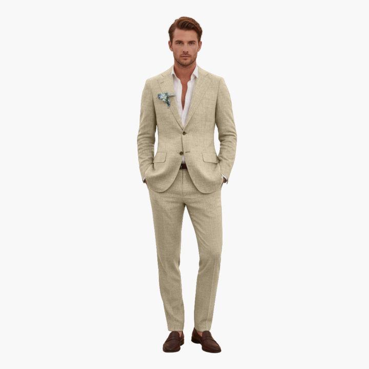 Linen-Look Blazer and Pants Set